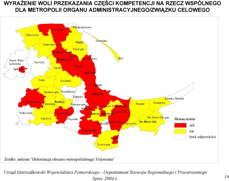 Reda We jhero wo Kos a kowo Łę czyce Luzino Rumia Gdynia Hel Linia Szemud Sopot Źródło: ankieta Sierakowice Sulęczyno Kartuzy-gm. Żukowo Kartuzy Chmielno Żukowo-gm.