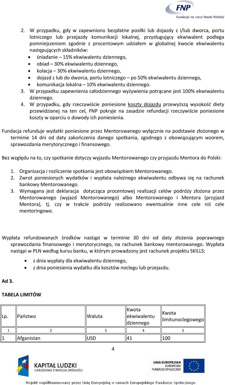 dworca, portu lotniczego po 50% ekwiwalentu dziennego, komunikacja lokalna 10% ekwiwalentu dziennego. 3. W przypadku zapewnienia całodziennego wyżywienia potrącane jest 100% ekwiwalentu dziennego. 4.