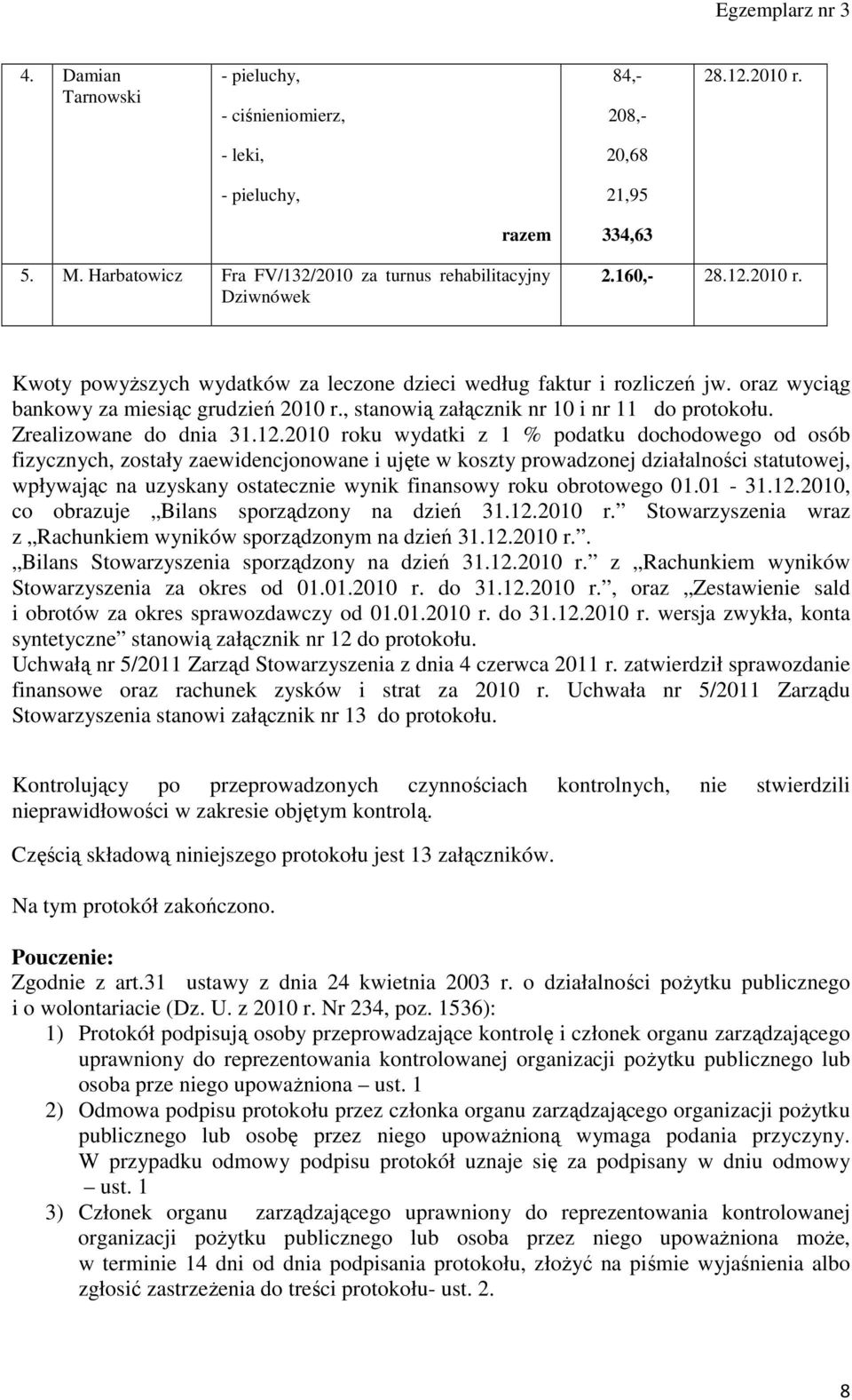 Zrealizowane do dnia 31.12.