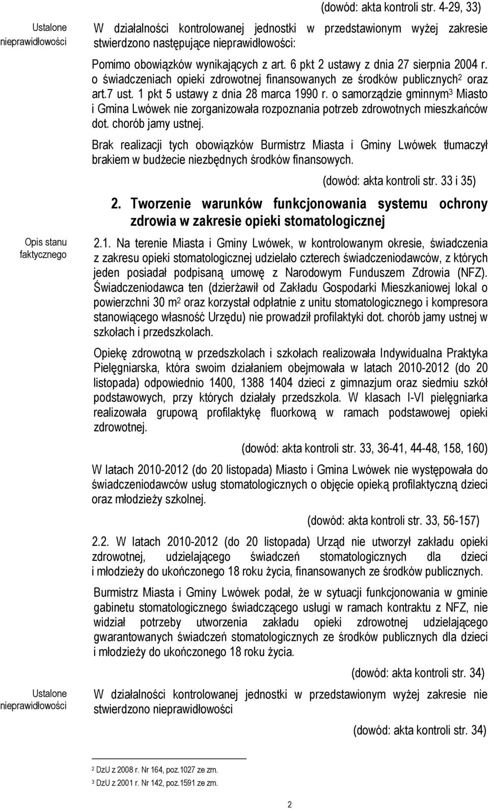 6 pkt 2 ustawy z dnia 27 sierpnia 2004 r. o świadczeniach opieki zdrowotnej finansowanych ze środków publicznych 2 oraz art.7 ust. 1 pkt 5 ustawy z dnia 28 marca 1990 r.