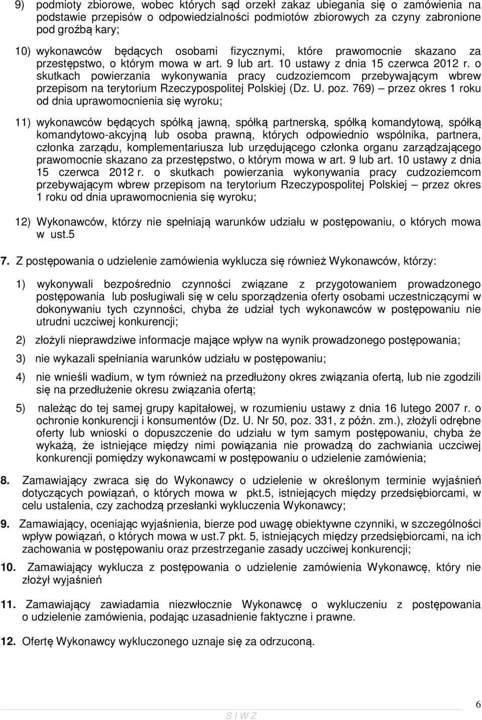 o skutkach powierzania wykonywania pracy cudzoziemcom przebywającym wbrew przepisom na terytorium Rzeczypospolitej Polskiej (Dz. U. poz.