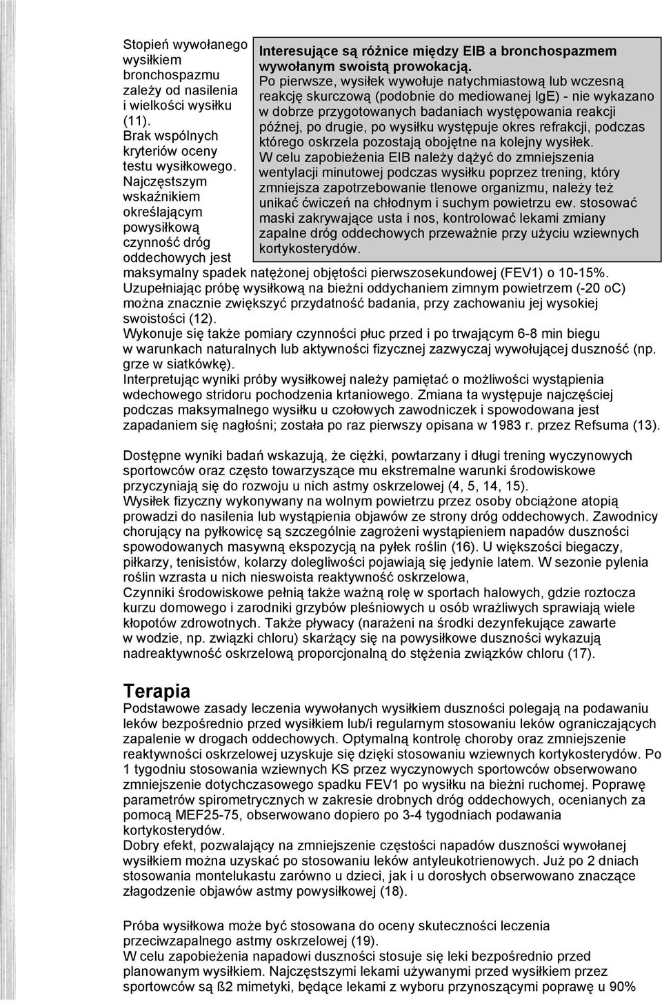 Po pierwsze, wysiłek wywołuje natychmiastową lub wczesną reakcję skurczową (podobnie do mediowanej IgE) - nie wykazano w dobrze przygotowanych badaniach występowania reakcji późnej, po drugie, po