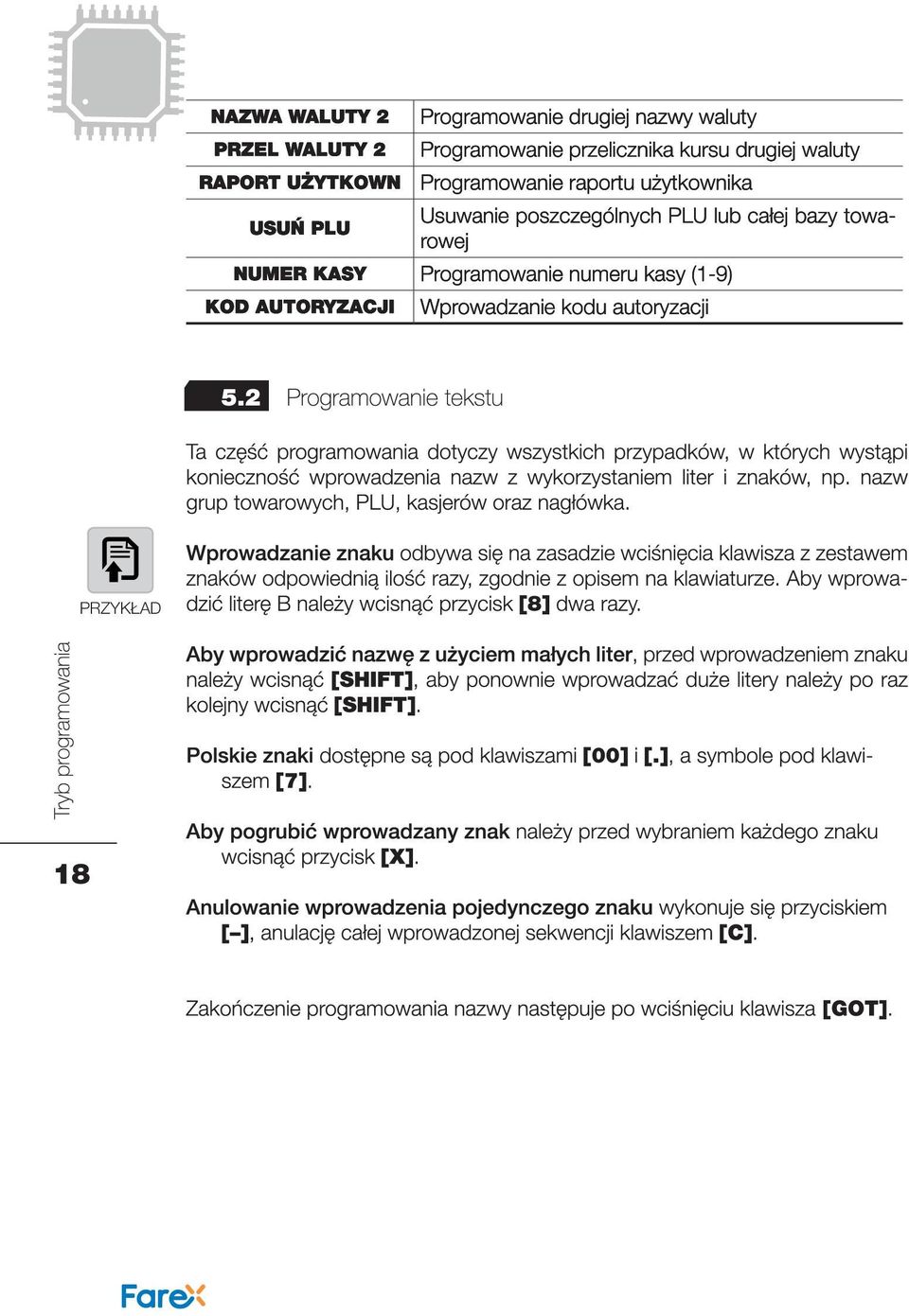 raportu użytkownika Usuwanie poszczególnych PLU lub całej bazy towarowej NUMER