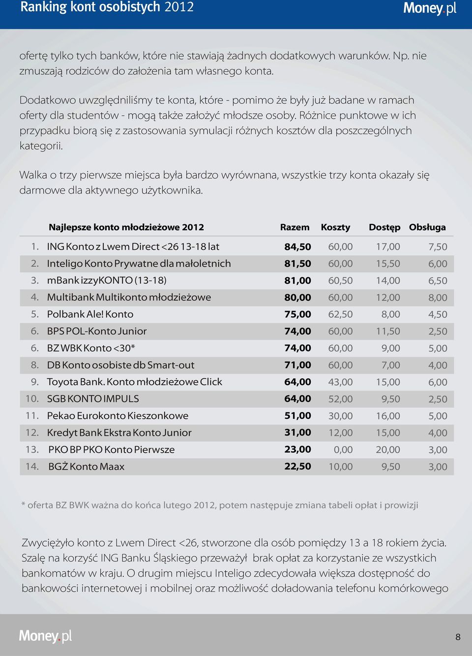 Ró nice punktowe w ich przypadku bior¹ siê z zastosowania symulacji ró nych kosztów dla poszczególnych kategorii.