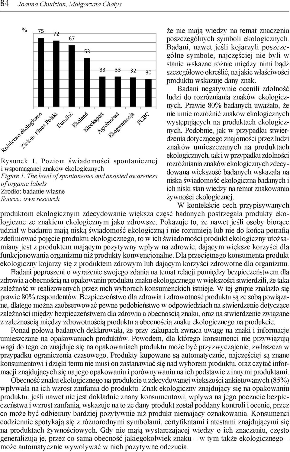 Badani negatywnie ocenili zdolność ludzi do rozróżniania znaków ekologicznych. Prawie 80% badanych uważało, że nie umie rozróżnić znaków ekologicznych występujących na produktach ekologicznych.