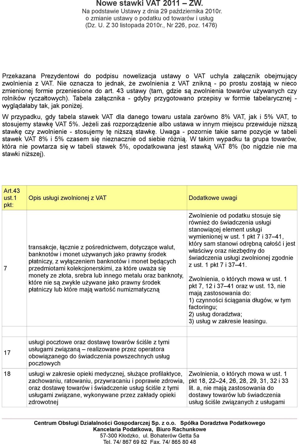 Nie oznacza to jednak, że zwolnienia z VAT znikną - po prostu zostają w nieco zmienionej formie przeniesione do art. 43 ustawy (tam, gdzie są zwolnienia towarów używanych czy rolników ryczałtowych).