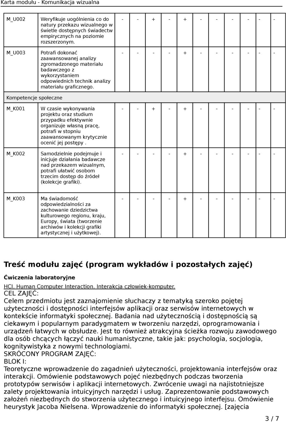 Kompetencje społeczne M_K001 M_K002 W czasie wykonywania projektu oraz studium przypadku efektywnie organizuje własną pracę, potrafi w stopniu zaawansowanym krytycznie ocenić jej postępy.