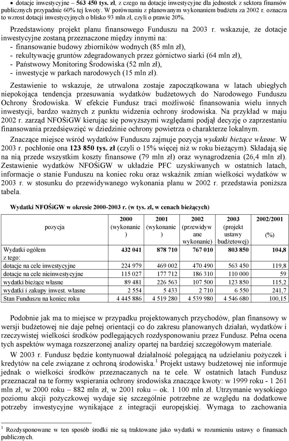 wskazuje, że dotacje inwestycyjne zostaną przeznaczone między innymi na: - finansowanie budowy zbiorników wodnych (85 mln zł), - rekultywację gruntów zdegradowanych przez górnictwo siarki (64 mln