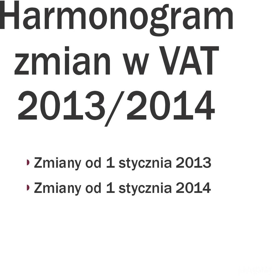 stycznia 2013 Zmiany od 1