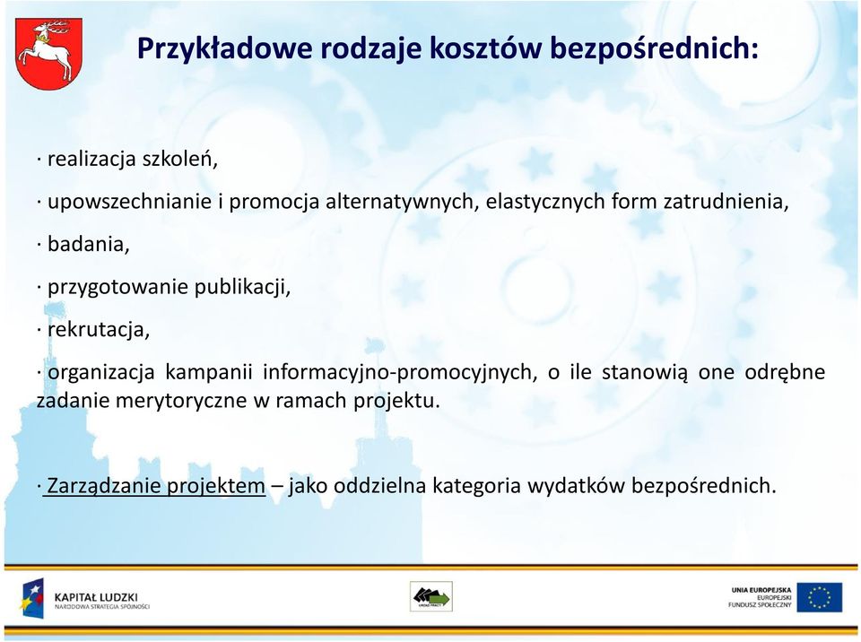 rekrutacja, organizacja kampanii informacyjno-promocyjnych, o ile stanowią one odrębne