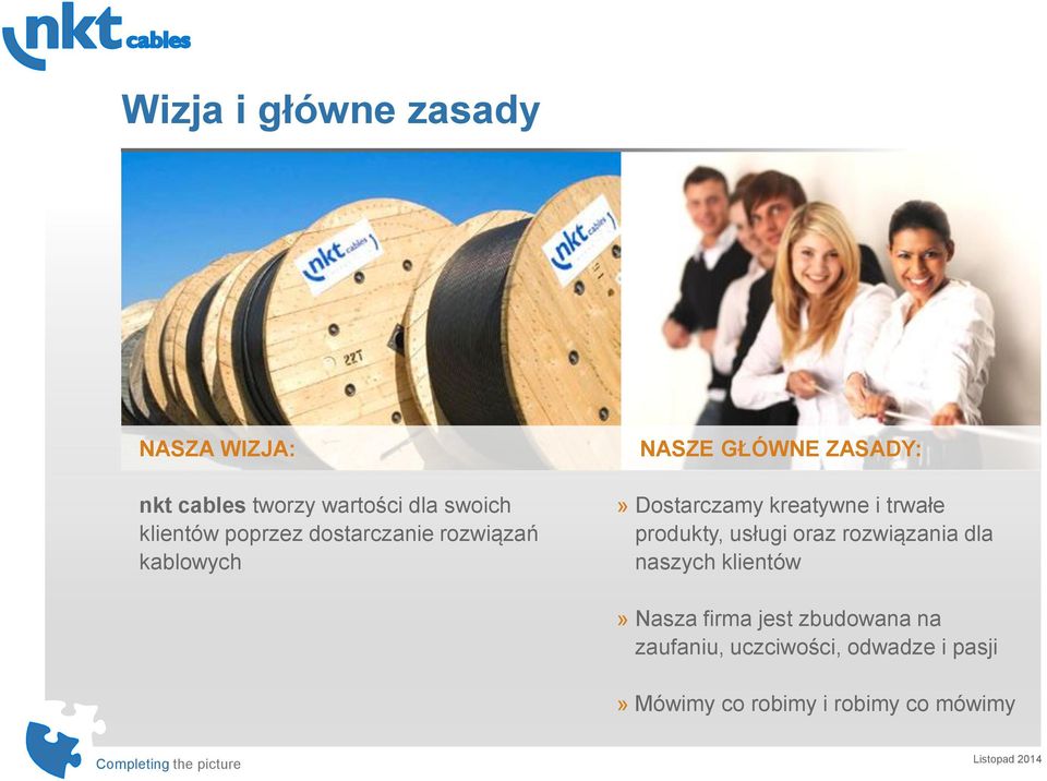 kreatywne i trwałe produkty, usługi oraz rozwiązania dla naszych klientów» Nasza