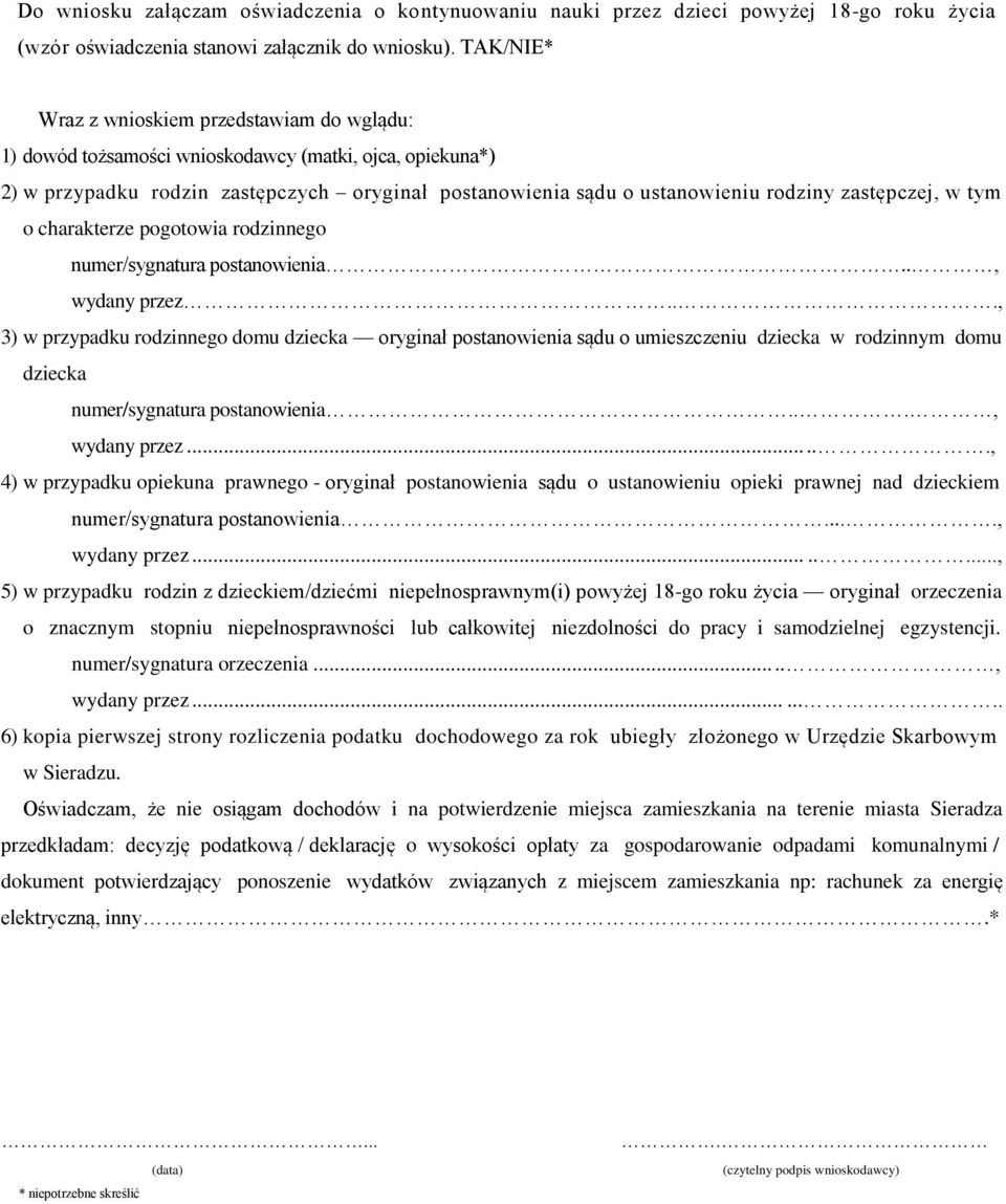 zastępczej, w tym o charakterze pogotowia rodzinnego numer/sygnatura postanowienia., wydany przez.