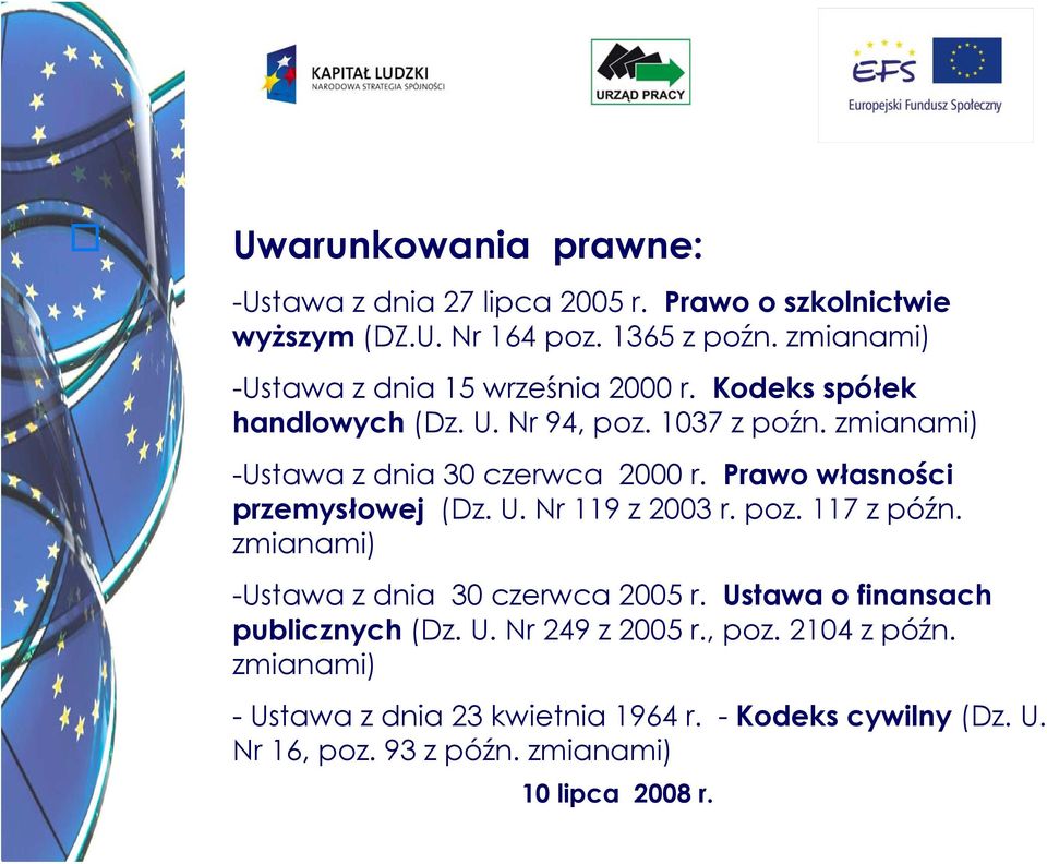 zmianami) -Ustawa z dnia 30 czerwca 2000 r. Prawo własności przemysłowej (Dz. U. Nr 119 z 2003 r. poz. 117 z późn.