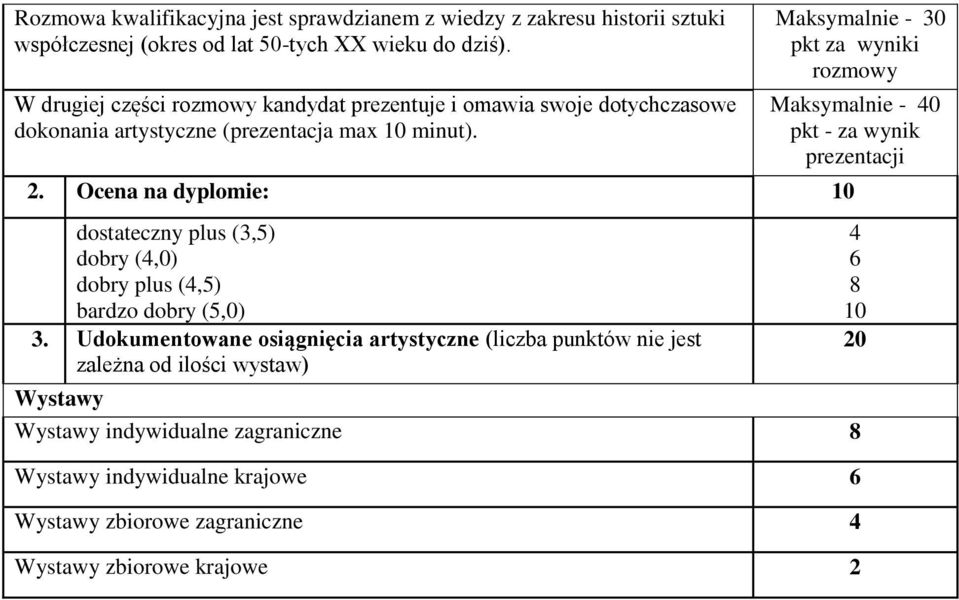 . Ocena na dyplomie: dostateczny plus (3,5) dobry (4,0) dobry plus (4,5) bardzo dobry (5,0) 3.