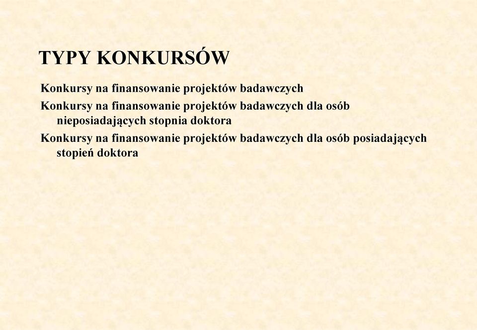 dla osób nieposiadających stopnia doktora Konkursy na