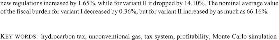 by 0.36%, but for variant II increased by as much as 66.16%.