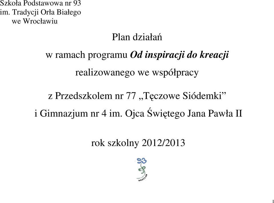 programu Od inspiracji do kreacji realizowanego we współpracy z