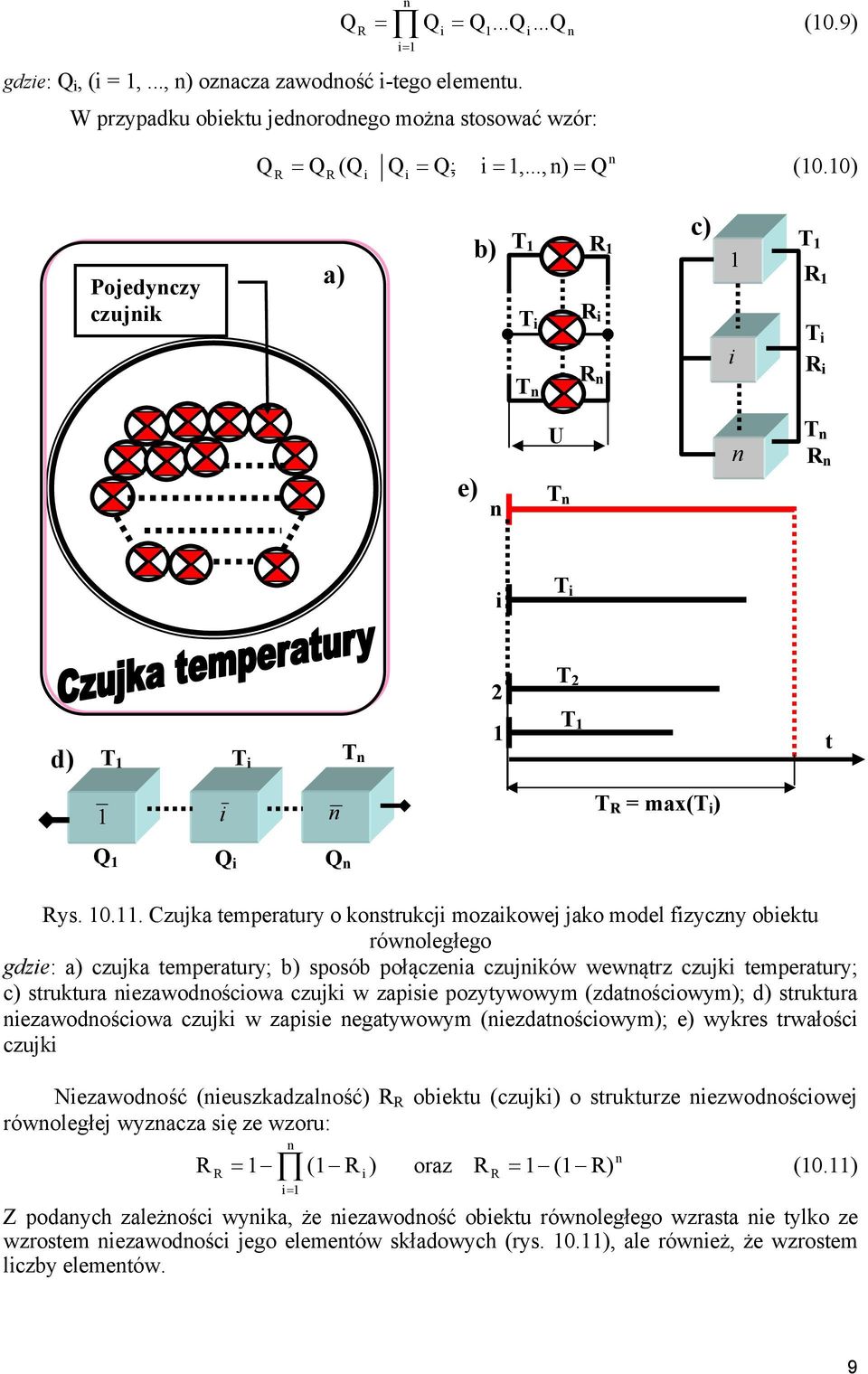 . Czuka temperatury o kostrukc mozakowe ako model fzyczy obektu rówoległego gdze: a) czuka temperatury; b) sposób połączea czuków wewątrz czuk temperatury; c) struktura ezawodoścowa czuk w zapse