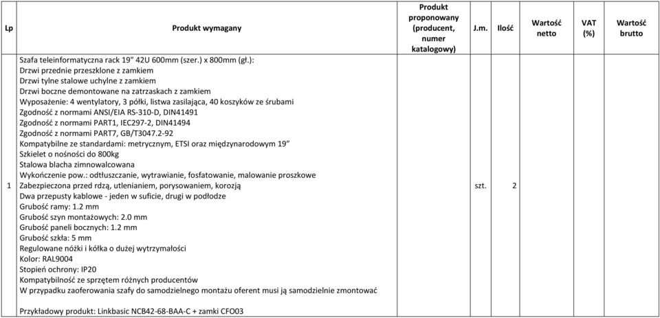 śrubami Zgodność z normami ANSI/EIA RS-310-D, DIN41491 Zgodność z normami PART1, IEC297-2, DIN41494 Zgodność z normami PART7, GB/T3047.