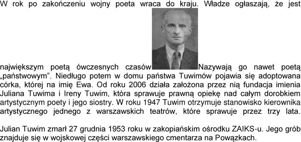 Od roku 2006 działa założona przez nią fundacja imienia Juliana Tuwima i Ireny Tuwim, która sprawuje prawną opiekę nad całym dorobkiem artystycznym poety i jego siostry.