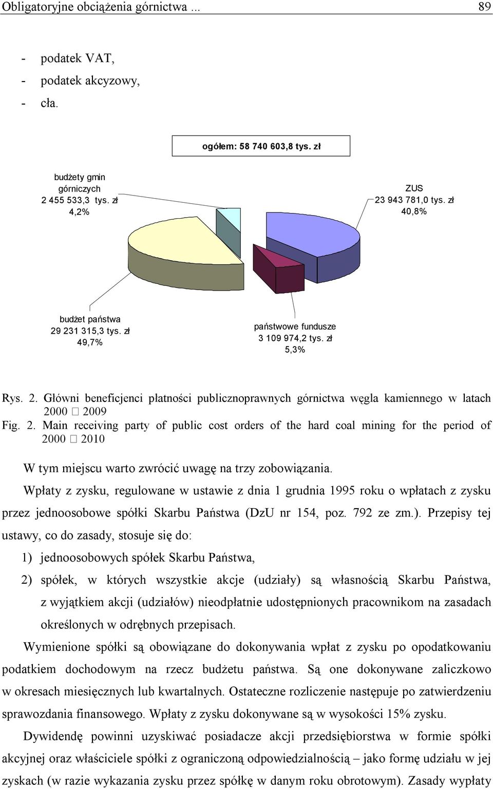 2. Main receiving party of public cost orders of the hard coal mining for the period of 2000 2010 W tym miejscu warto zwrócić uwagę na trzy zobowiązania.