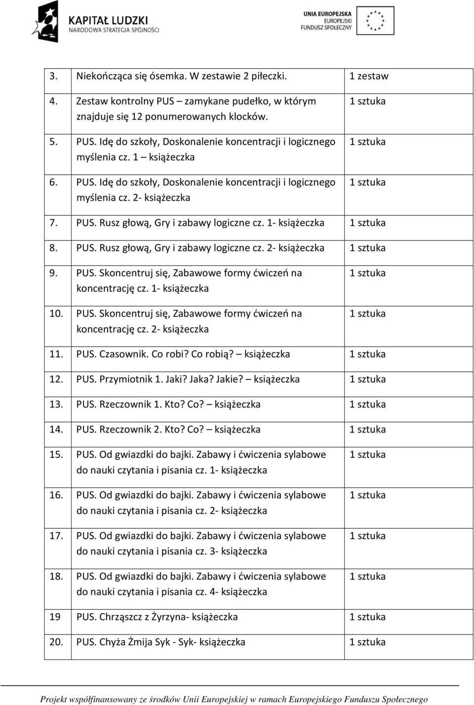 PUS. Skoncentruj się, Zabawowe formy ćwiczeń na koncentrację cz. 1- książeczka 10. PUS. Skoncentruj się, Zabawowe formy ćwiczeń na koncentrację cz. 2- książeczka 11. PUS. Czasownik. Co robi? Co robią?