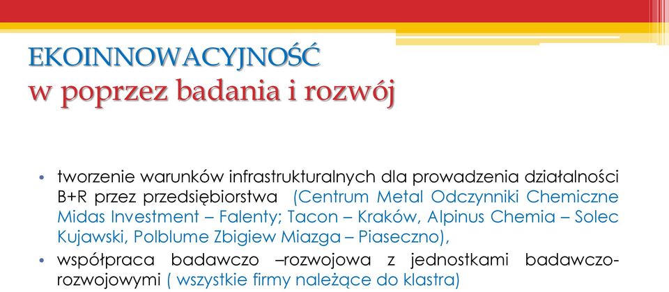 Investment Falenty; Tacon Kraków, Alpinus Chemia Solec Kujawski, Polblume Zbigiew Miazga