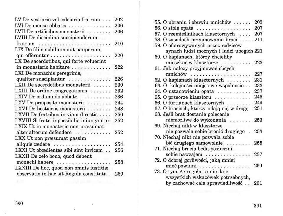 ............ 222 LXI De monachis peregrinis, qualiter suscipiantur.............. 226 LXII De sacerdotibus monasterii...... 230 LXIII De ordine congregationis..... 232 LXIV De ordinando abbate.