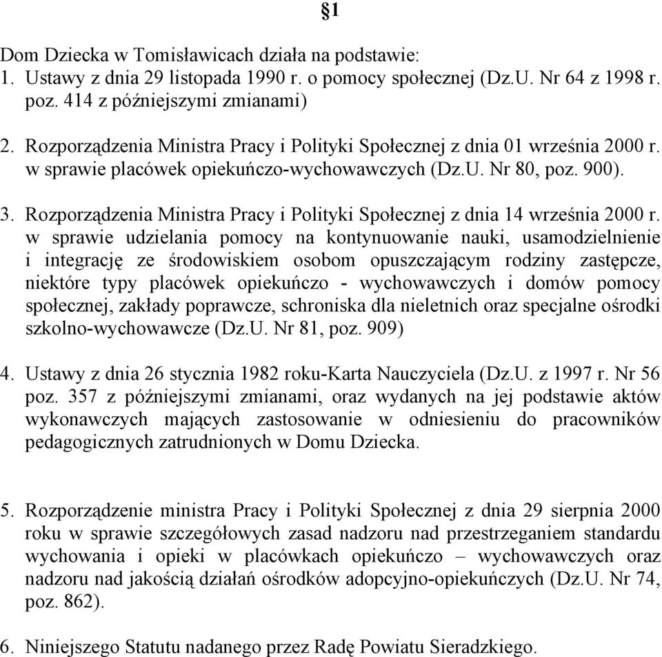 Rozporządzenia Ministra Pracy i Polityki Społecznej z dnia 14 września 2000 r.