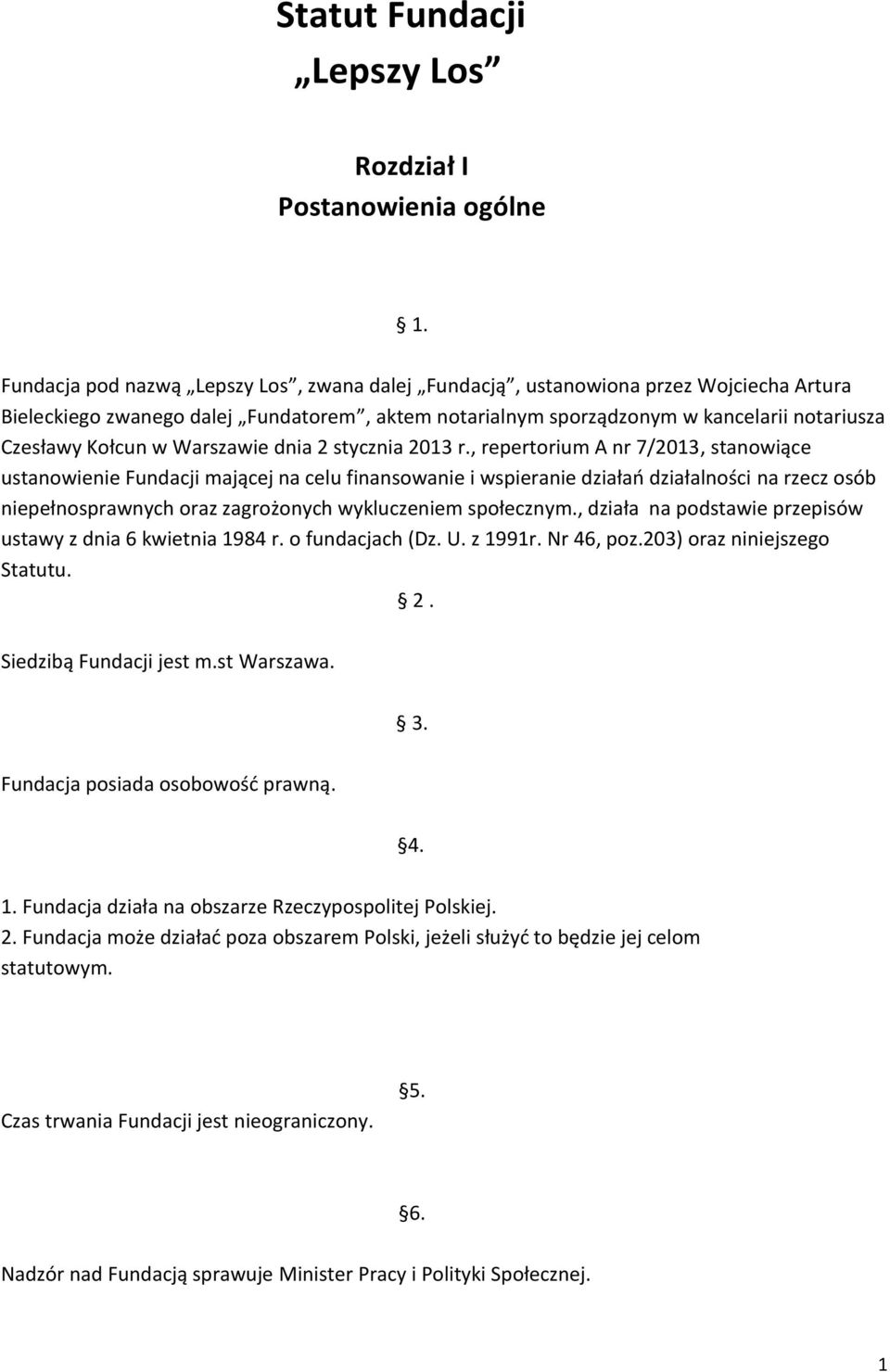 Warszawie dnia 2 stycznia 2013 r.