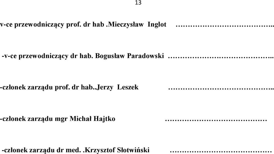 . -członek zarządu prof. dr hab..jerzy Leszek.