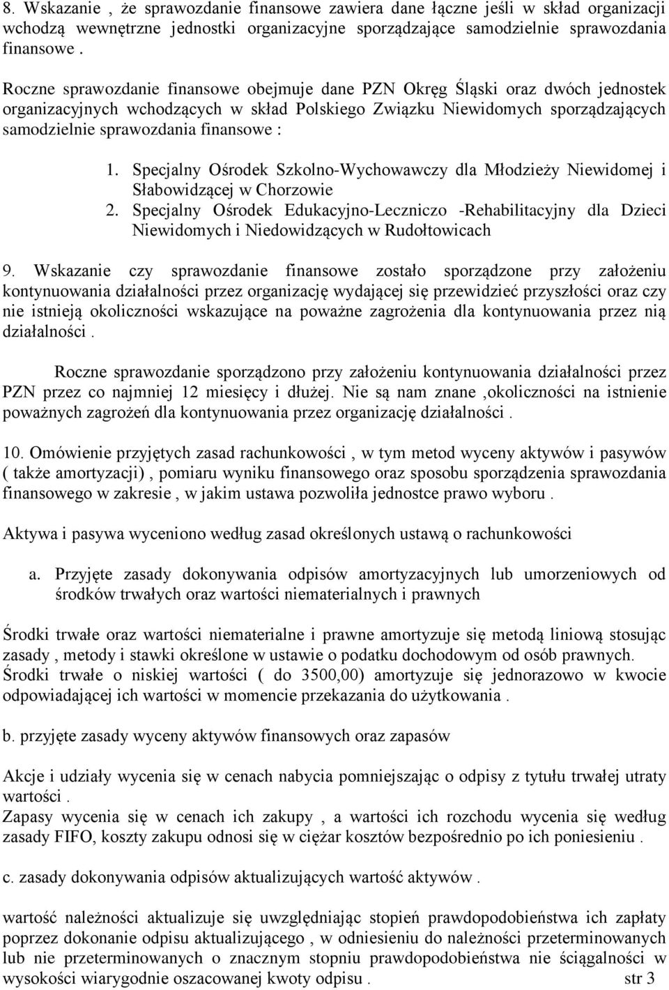 : 1. Specjalny Ośrodek Szkolno-Wychowawczy dla Młodzieży Niewidomej i Słabowidzącej w Chorzowie 2.