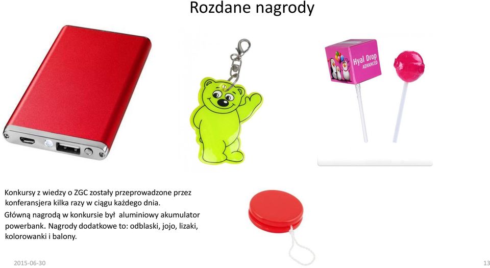 Główną nagrodą w konkursie był aluminiowy akumulator powerbank.