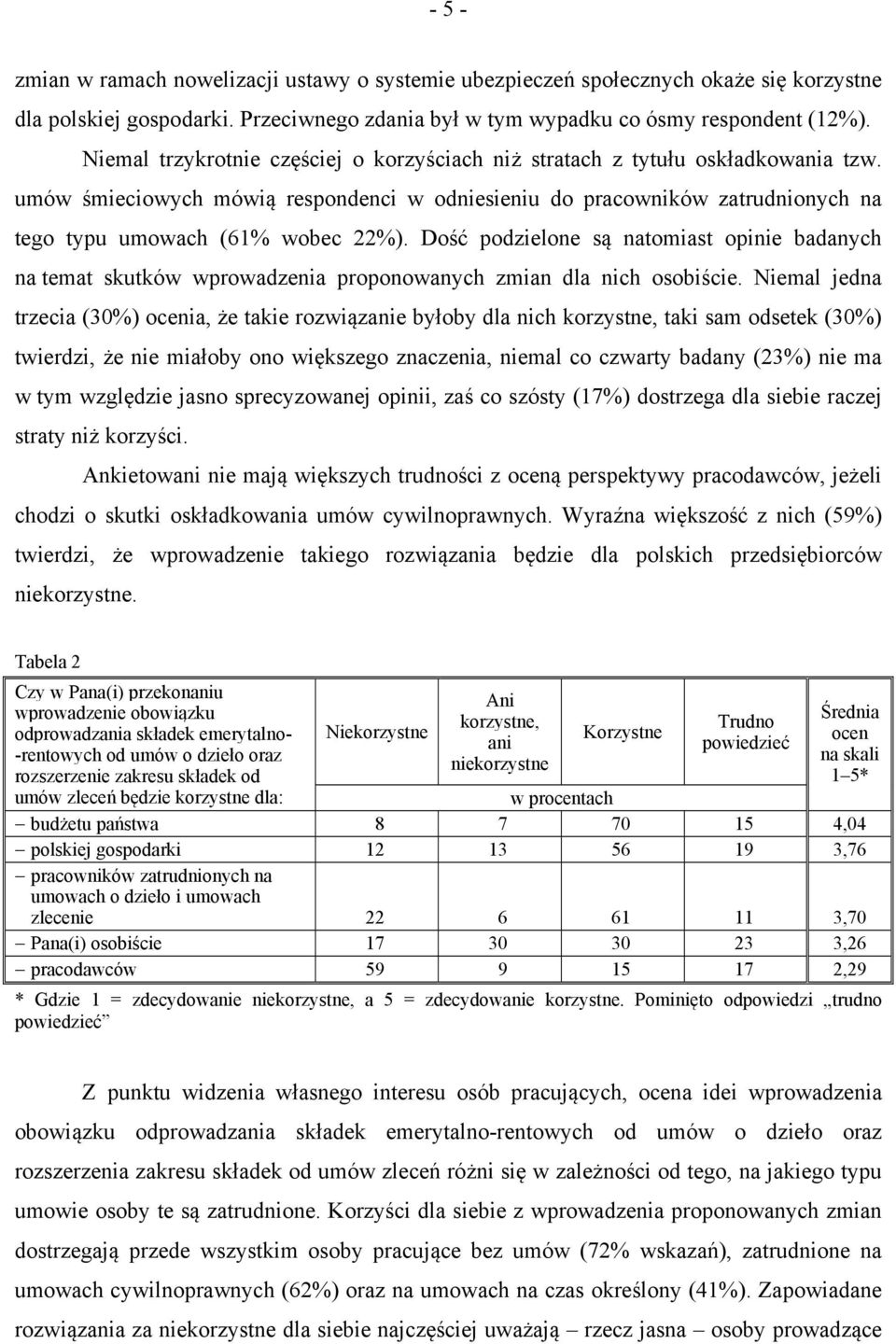 Dość podzielone są natomiast opinie badanych na temat skutków wprowadzenia proponowanych zmian dla nich osobiście.