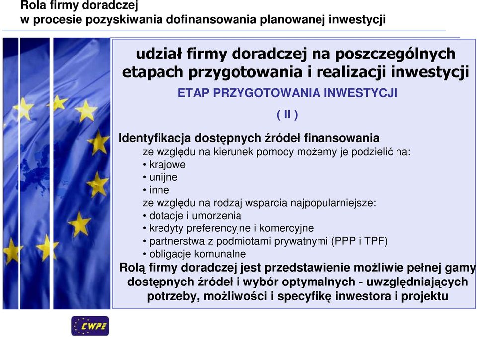 najpopularniejsze: dotacje i umorzenia kredyty preferencyjne i komercyjne partnerstwa z podmiotami prywatnymi (PPP i TPF) obligacje komunalne Rolą