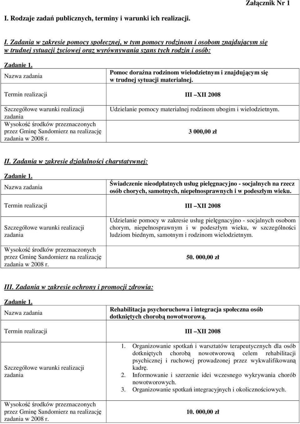 Zadania w zakresie pomocy społecznej, w tym pomocy rodzinom i osobom znajdujcym si w trudnej sytuacji yciowej oraz wyrównywania szans tych rodzin i osób: Pomoc dorana rodzinom wielodzietnym i
