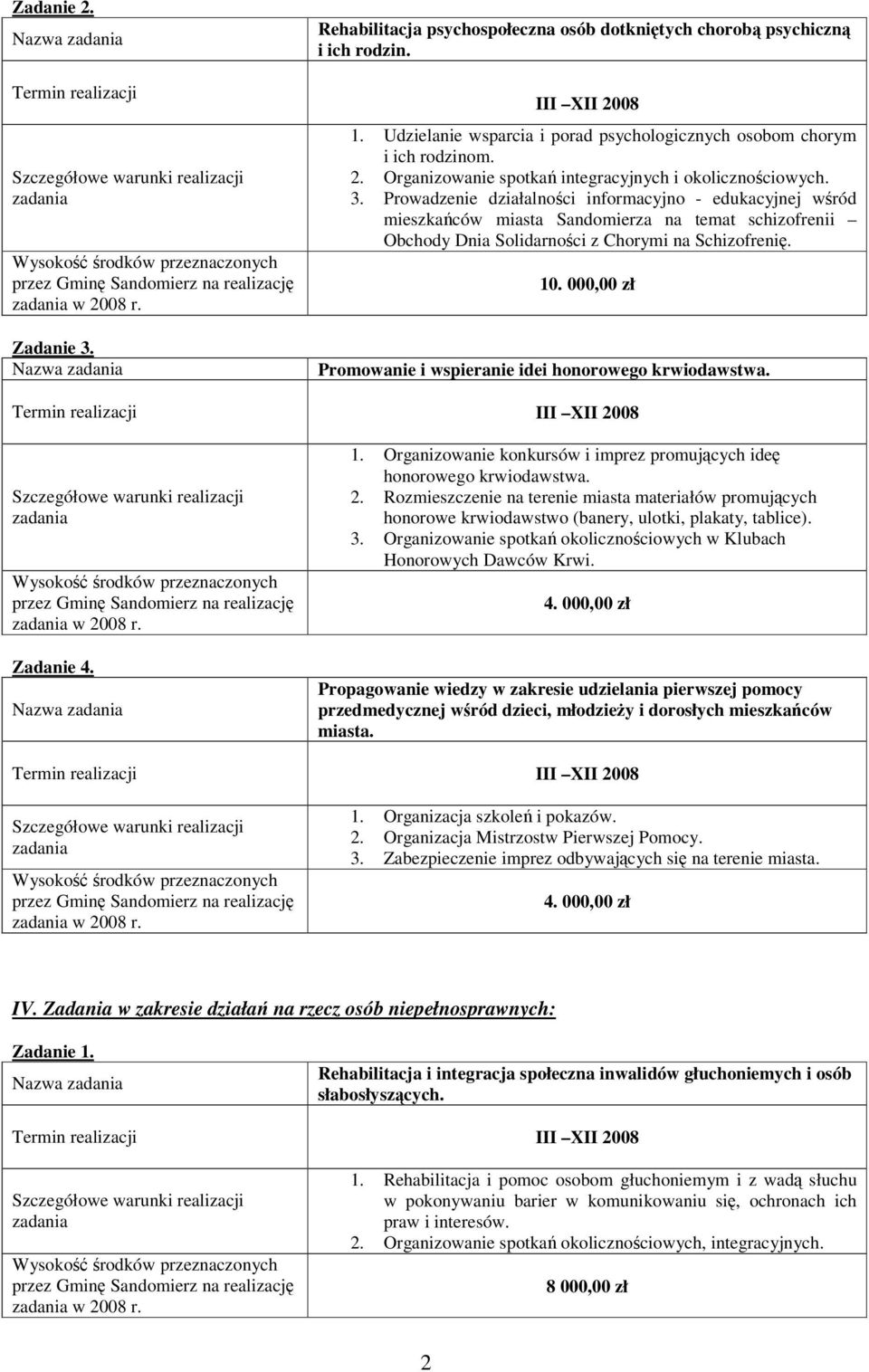 Prowadzenie działalnoci informacyjno - edukacyjnej wród mieszkaców miasta Sandomierza na temat schizofrenii Obchody Dnia Solidarnoci z Chorymi na Schizofreni. 10.