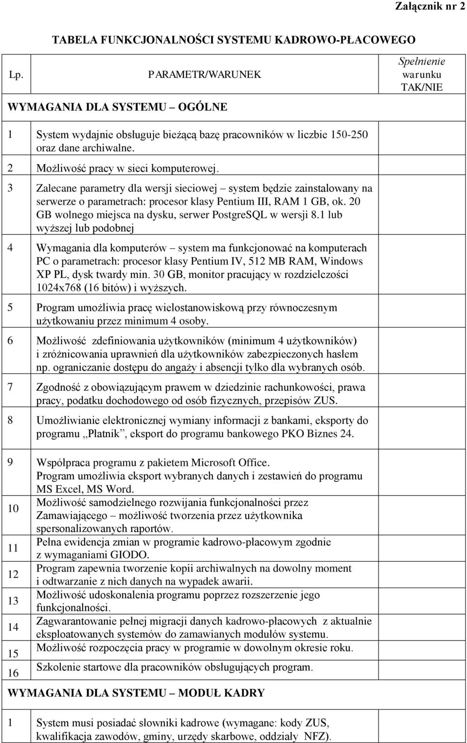 2 Możliwość pracy w sieci komputerowej. 3 Zalecane parametry dla wersji sieciowej system będzie zainstalowany na serwerze o parametrach: procesor klasy Pentium III, RAM 1 GB, ok.