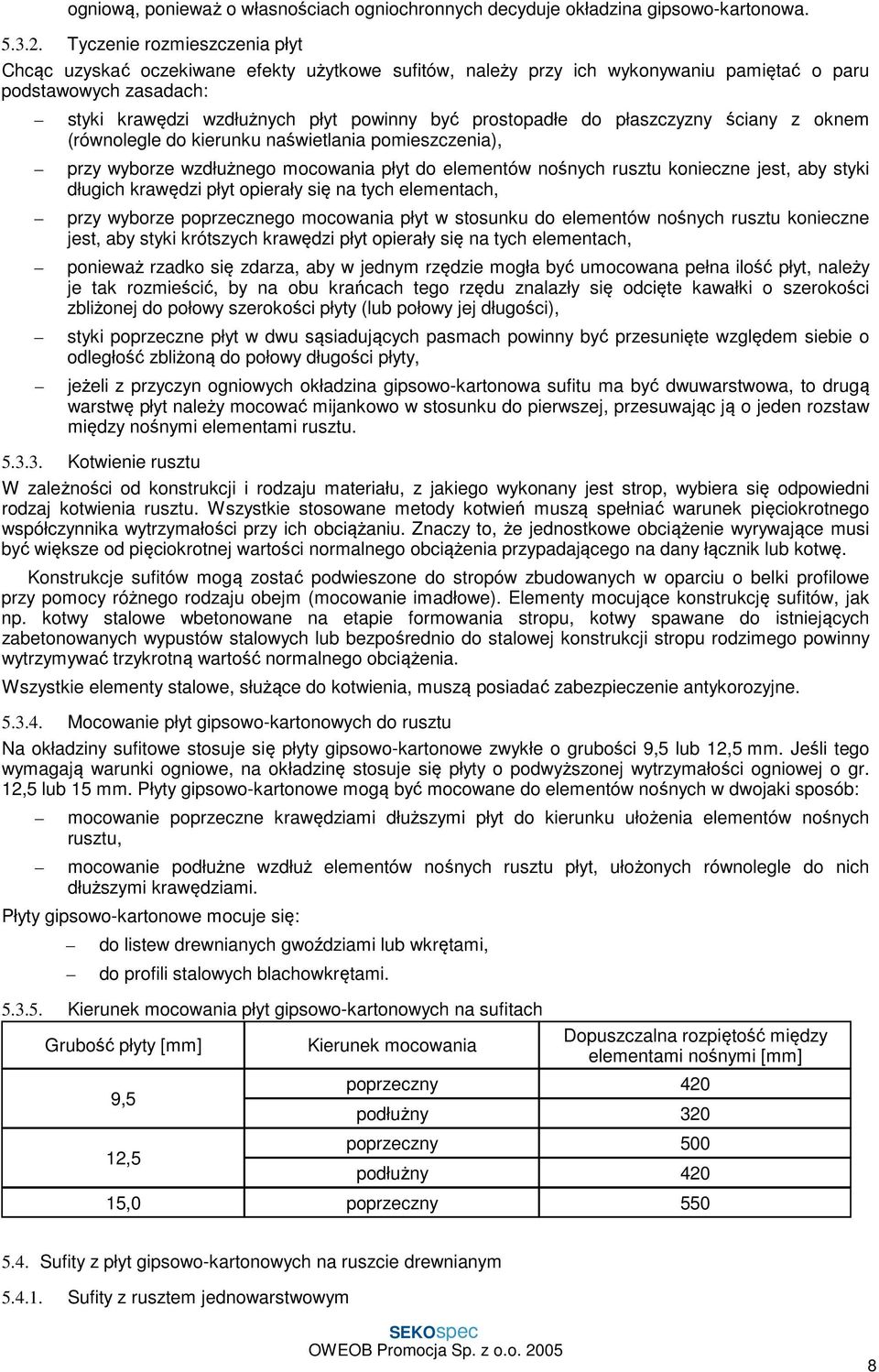 prostopadłe do płaszczyzny ściany z oknem (równolegle do kierunku naświetlania pomieszczenia), przy wyborze wzdłużnego mocowania płyt do elementów nośnych rusztu konieczne jest, aby styki długich