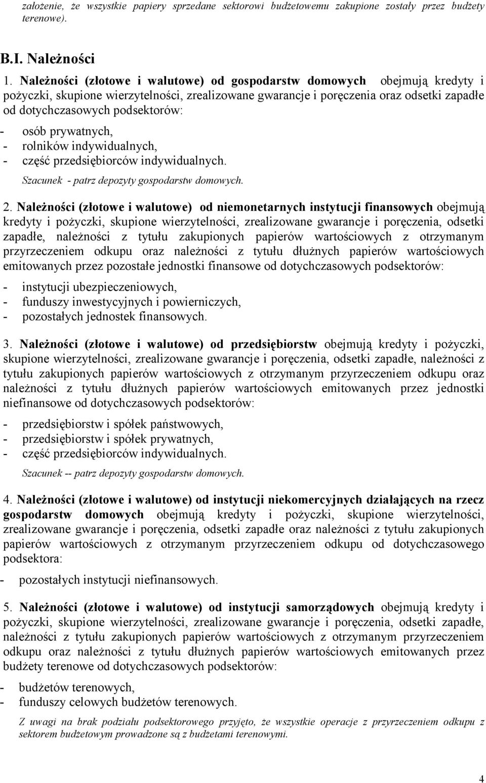 - osób prywatnych, - rolników indywidualnych, Szacunek - patrz depozyty gospodarstw domowych. 2.