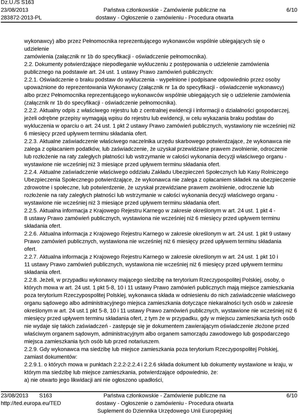 ustawy Prawo zamówień publicznych: 2.2.1.