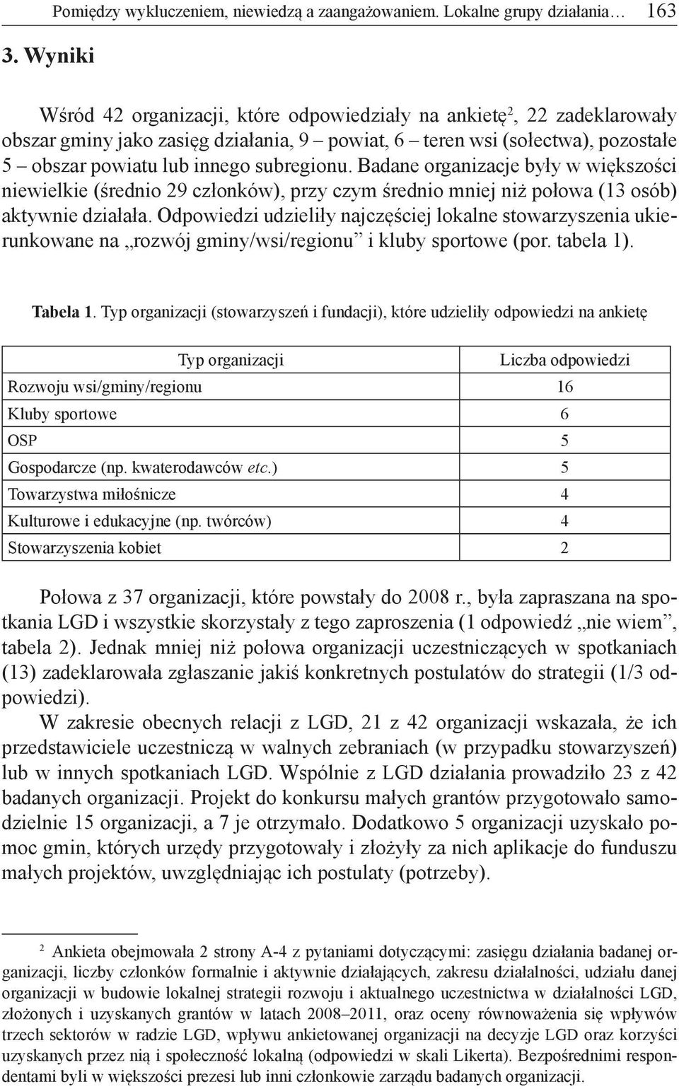lub innego subregionu. Badane organizacje były w większości niewielkie (średnio 29 członków), przy czym średnio mniej niż połowa (13 osób) aktywnie działała.