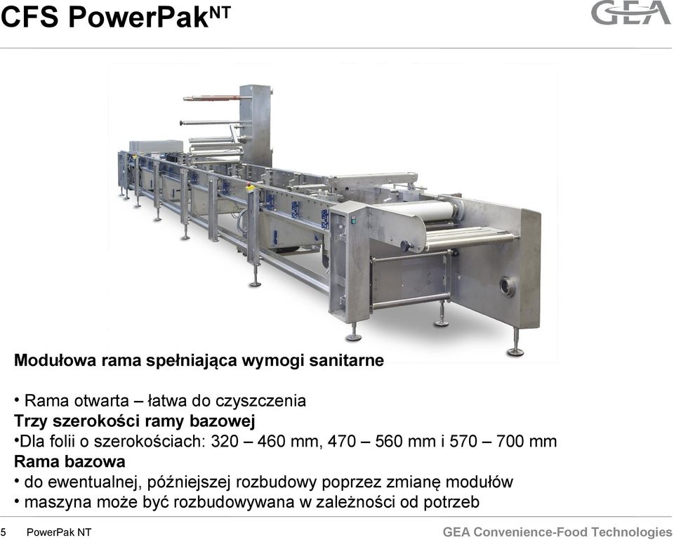 460 mm, 470 560 mm i 570 700 mm Rama bazowa do ewentualnej, późniejszej