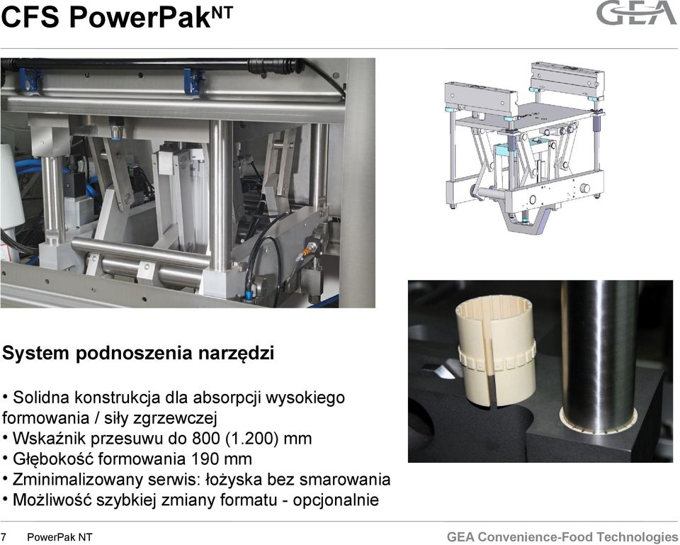 (1.200) mm Głębokość formowania 190 mm Zminimalizowany serwis: