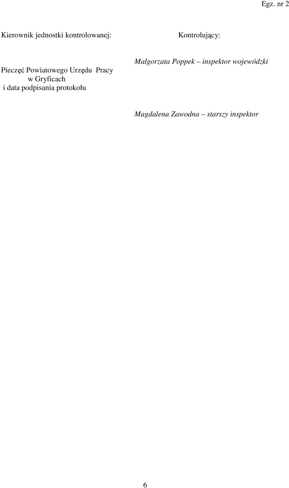data podpisania protokołu Małgorzata Poppek