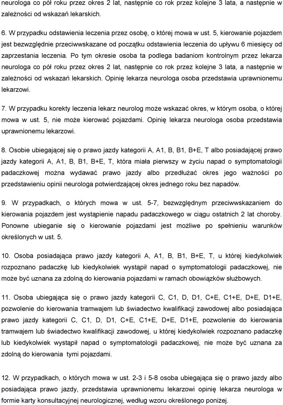 Po tym okresie osoba ta podlega badaniom kontrolnym przez lekarza neurologa co pół roku przez okres 2 lat, następnie co rok przez kolejne 3 lata, a następnie w zależności od wskazań lekarskich.