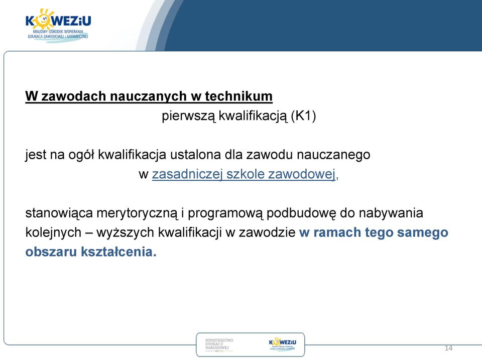 zawodowej, stanowiąca merytoryczną i programową podbudowę do nabywania