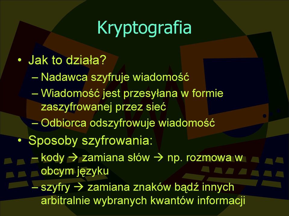zaszyfrowanej przez sieć Odbiorca odszyfrowuje wiadomość Sposoby