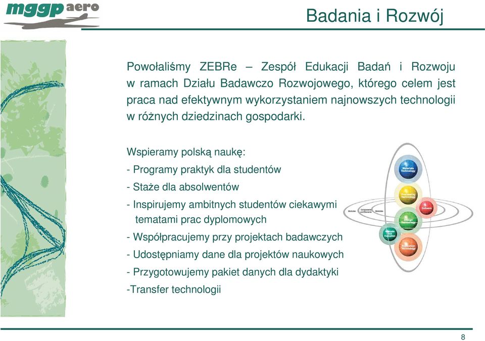 Wspieramy polską naukę: - Programy praktyk dla studentów - StaŜe dla absolwentów - Inspirujemy ambitnych studentów ciekawymi