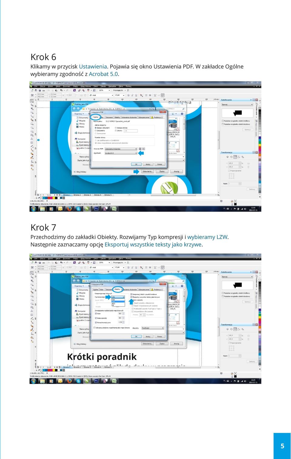 W zakładce Ogólne wybieramy zgodność z Acrobat 5.0.